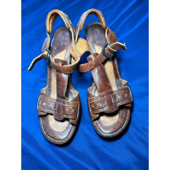 Born Ankle Adjustable Strap Sandals Open Toe Leather Womens 8 Classic Comfort - Picture 3 of 7